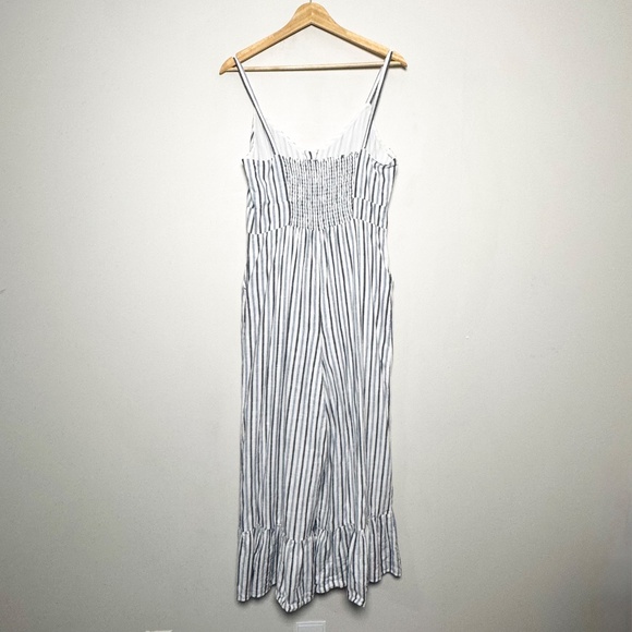 LoveShackFancy Edeline Navy Blue Stripped Sleeveless Ruffled Hem Jumpsuit Sz 4 - Picture 10 of 12